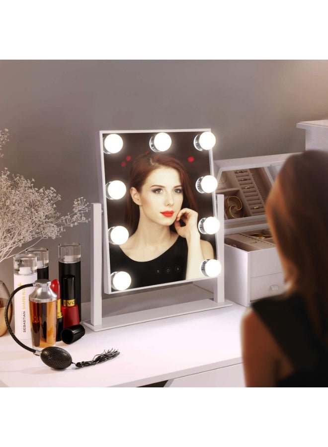 HOME TASTE Vanity Mirror with Lights, Hollywood Makeup Mirror with 9 Dimmable LED Bulbs, 3 Color Modes, Touch Control, 360° Rotating Cosmetic Mirror for Dressing Table - Image 5